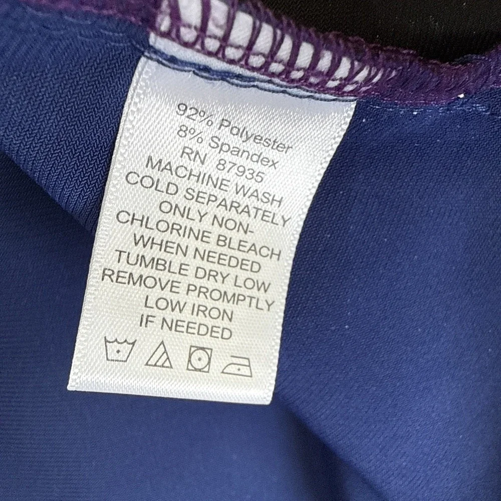 Susan Graver Women's Tunic Top Size Large Colorblock Purple Blue Long Sleeves - Picture 5 of 7